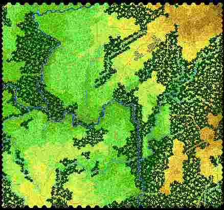large coloured terrain map