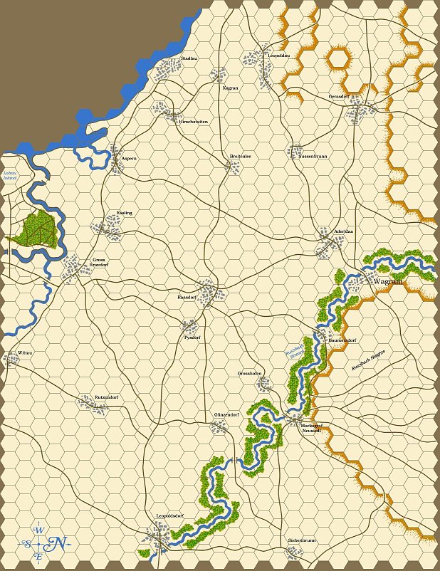 kriegsspiel map of the Danube valley